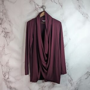 J Jill Long Sleeve Top Size Medium Red Shirt Women Stretch Wrap Scarf Infinity